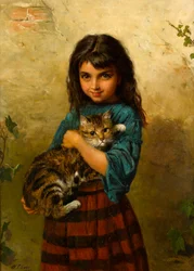 Voller Unfug, ein Mädchen mit ihrer Katze